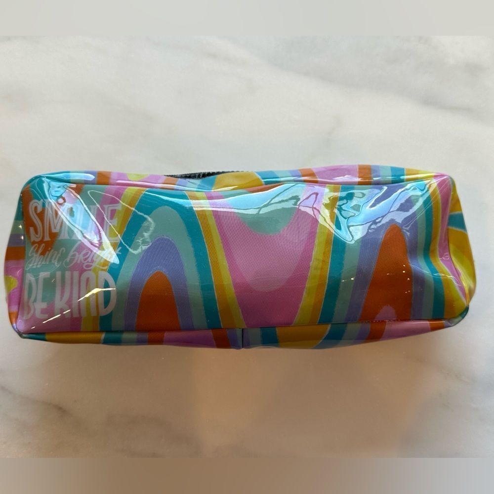 “Smile and Be Kind” Rainbow Pencil Pouch Cosmetic Bag